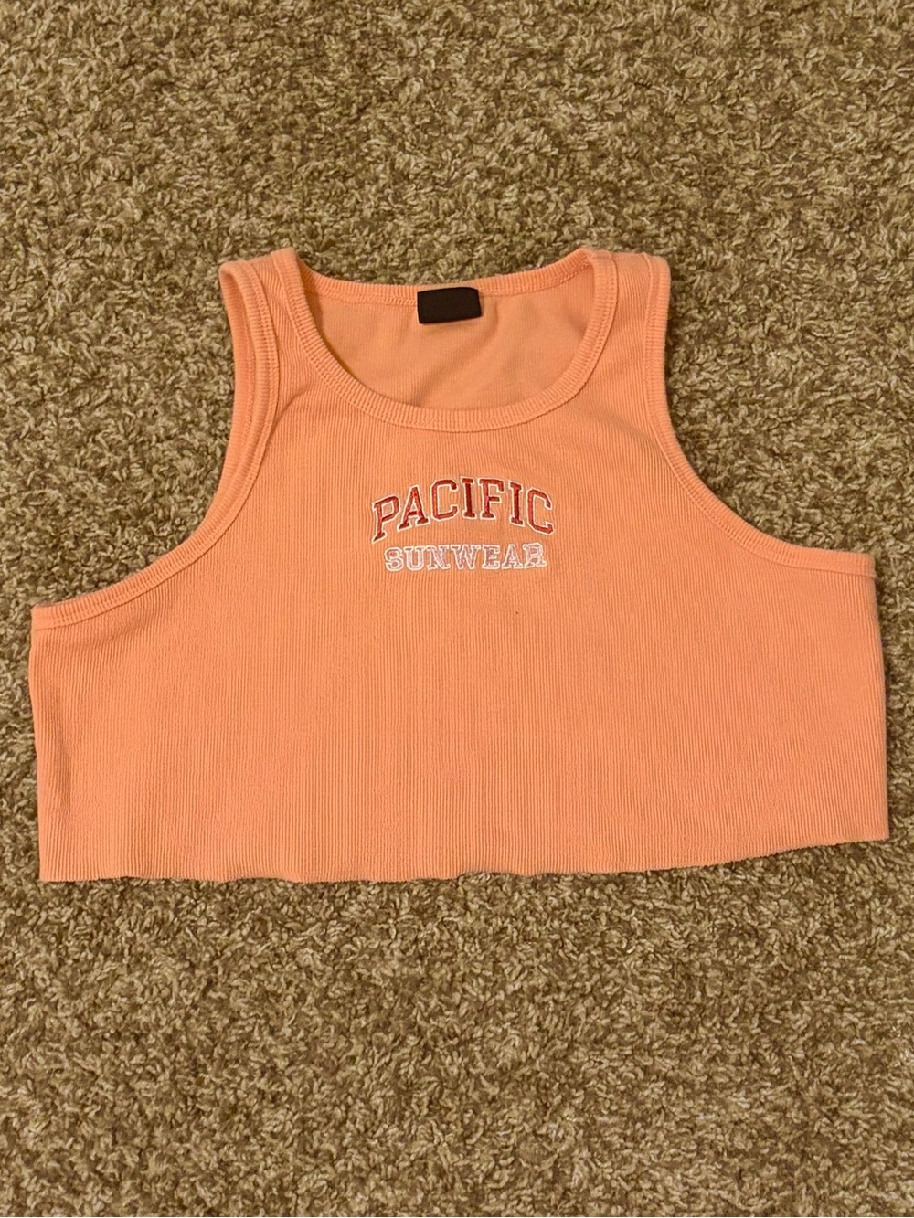 PacSun Peach Embroidered Cropped Tank Top in XS